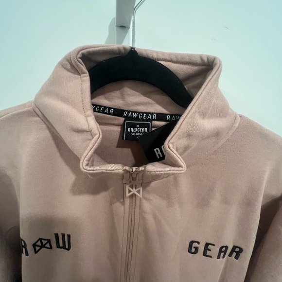 RAWGEAR XL Track Jacket Sweatshirt Zip Up Embroidered Fleece Interior SALMON - Picture 3 of 3